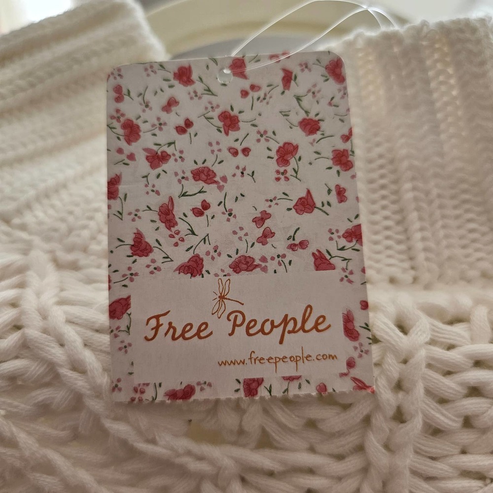 FREE PEOPLE NWT Women's Oversized Sweetheart Ivory Knit Mock Sweater Sz M - Picture 10 of 15